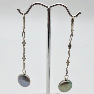 Platinum Freshwater Coin Pearl and Sterling Dangling Earrings 309447B - PremiumBead Alternate Image 4