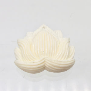 Water Buffalo Bone Lotus Flower Pendant Bead | 25.5x26x4.5mm | White | 10843 | 25.5x26x4.5mm | Cream - PremiumBead Alternate Image 2