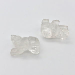 2 Hand Carved Natural Quartz Bear Beads | 20x13x9.5mm | Clear - PremiumBead Alternate Image 6