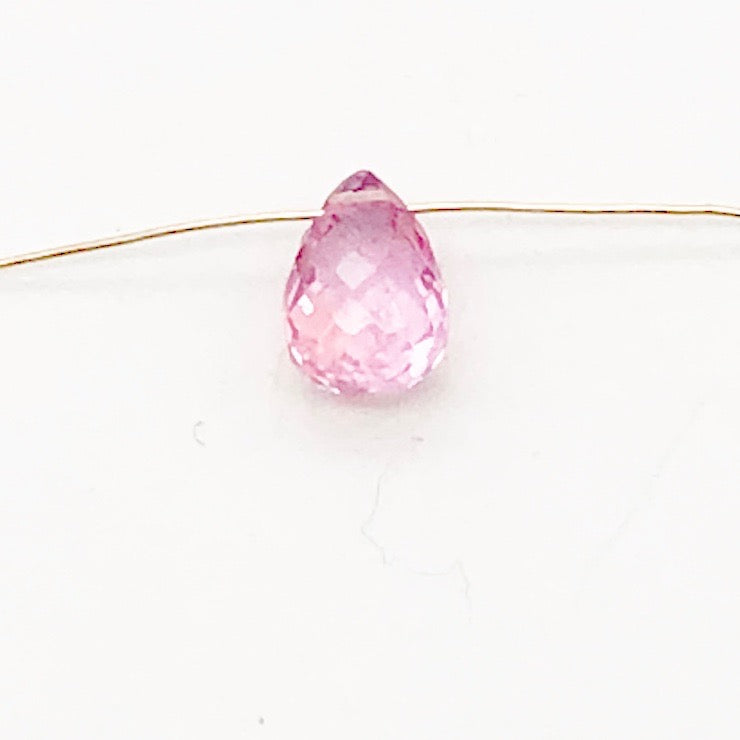 AAA Natural Brilliant Pink Sapphire .74cts Briolette Bead | 6x4mm |.74ct | Pink|