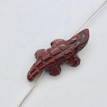 Load image into Gallery viewer, Red Gators 2 Carved Jasper Alligator Beads | 28x11x7mm | Red - PremiumBead Alternate Image 2
