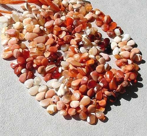 Wow Five Mexican Fire Opal Flat Briolette Beads 5781 - PremiumBead Primary Image 1