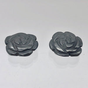 Bloomin' Carved Hematite Rose Flower Figurine Worry Stone | 21x7mm | Silver Black - PremiumBead Alternate Image 6