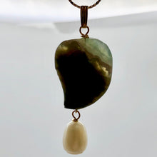 Load image into Gallery viewer, Pretty Ocean Jasper Carved Autumn Leaf Bead and Pearl Pendant | 1 3/4&quot; Long |
