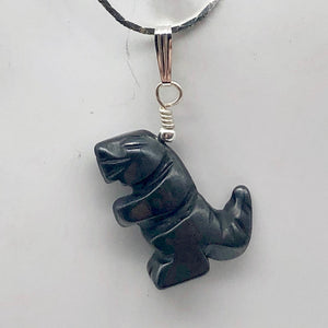 Semi Precious Stone Jewelry T rex Pendant Necklace of Hematite/Silver - PremiumBead Primary Image 1