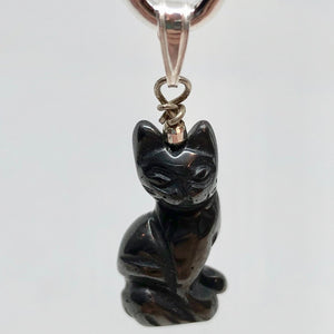 Adorable! Hematite Cat & Solid Sterling Silver Pendant 509257HMS - PremiumBead Alternate Image 4
