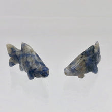 Load image into Gallery viewer, Swimming 2 Hand Carved Sodalite Koi Fish Beads | 23x11x5mm | Blue white - PremiumBead Alternate Image 4
