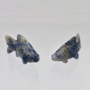 Swimming 2 Hand Carved Sodalite Koi Fish Beads | 23x11x5mm | Blue white - PremiumBead Alternate Image 4