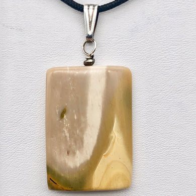 Creamy yellow beige Mookaite & Silver Pendant! | 35x25x5mm | - PremiumBead Primary Image 1