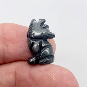 Howling Hematite Wolf Coyote Figurine Worry Stone | 21x11x8mm | Silver Black - PremiumBead Alternate Image 4