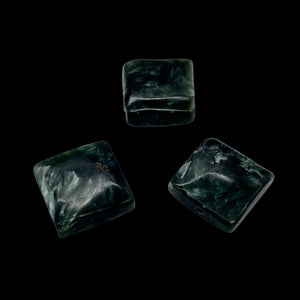 3 Russian Seraphinite 13x13mm Square Coin Beads 009576