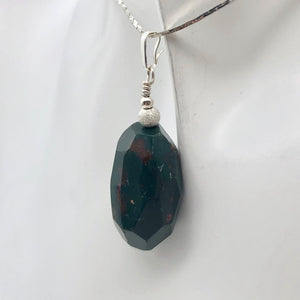 Hand Made Bloodstone Focal Pendant with Sterling Silver Findings | 1 3/4" Long - PremiumBead Alternate Image 3
