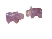 Load image into Gallery viewer, 2 Amethyst Hand Carved Rhinoceros Beads 009275Aml | 20x13x8mm | Purple
