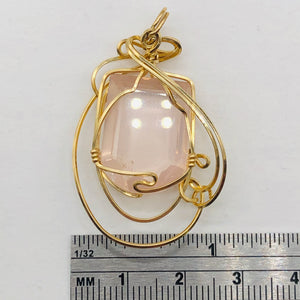 Rose Quartz Gemmy 14K Gold Filled Wire Wrap Pendant | 1 3/4" Long | Pink | 1 |