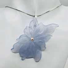 Load image into Gallery viewer, Hand Carved Blue Chalcedony Flower Sterling Silver Pendant! | 2 1/2&quot; Long |
