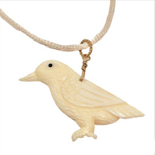 Load image into Gallery viewer, White Raven Carved Bone w / 14Kgf Pendant 510804G
