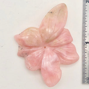 Hand Carved Pink Peruvian Opal Flower Semi Precious Stone Bead | 28.7cts | - PremiumBead Alternate Image 3