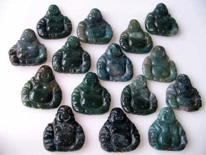 Exotic Fancy Jasper Hand Carved Buddha Bead | 33x30x7mm | Blue Green - PremiumBead Primary Image 1