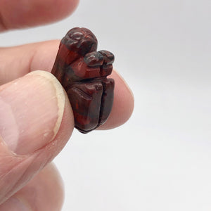 Hoppity Hand Carved Breciated Jasper Bunny Rabbit Figurine | 21x11x8mm | Red - PremiumBead Alternate Image 3