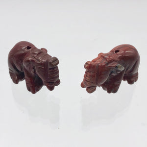 Wild Hand Carved Brecciated Jasper Elephant Figurine | 20x15x7mm | Dark Red