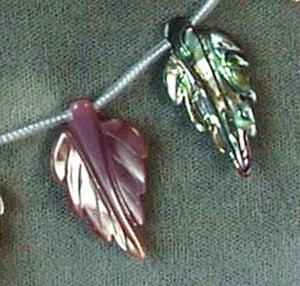 Abalone Pink and Golden Mother of Pearl Shell Carved Leaf Bead Strand 104321B - PremiumBead Alternate Image 4