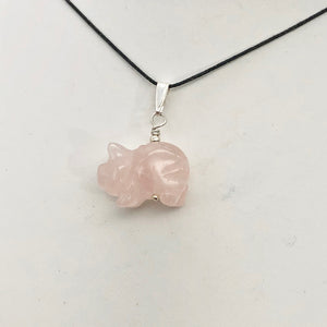 Piggie! Rose Quartz Pig Solid Sterling Silver Pendant 509274RQS - PremiumBead Alternate Image 4