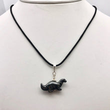 Load image into Gallery viewer, Hematite Diplodocus Dinosaur with Sterling Silver Pendant 509259HMS | 25x11.5x7.5mm (Diplodocus), 5.5mm (Bail Opening), 7/8&quot; (Long) | Grey - PremiumBead Alternate Image 3
