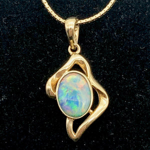 Red and Green Fine Opal Fire Flash 14K Gold Pendant - PremiumBead Alternate Image 3