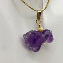 Load image into Gallery viewer, Amethyst Lion Pendant Necklace | Semi Precious Stone Jewelry | 14k Pendant - PremiumBead Alternate Image 10
