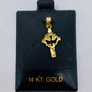 14K Gold Descending Dove Cross Pendant | 1" Long | Gold | 1 Pendant |