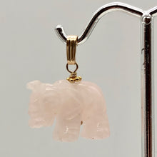Load image into Gallery viewer, Rose Quartz Elephant Pendant Necklace|Semi Precious Stone Jewelry|Golden Pendant
