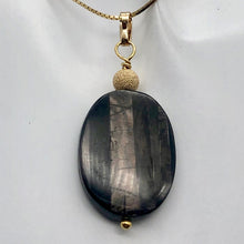 Load image into Gallery viewer, Hypersthene 14k Pendant |1 3/4 inch long | Silver-black | Oval | 14k Pendant

