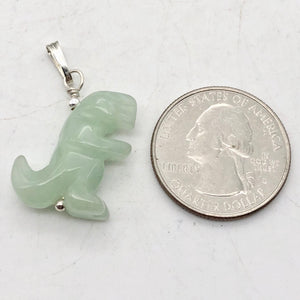 Aventurine Dinosaur Tyrannosaurus Rex Sterling Silver Pendant | 1.5" (Long) | - PremiumBead Alternate Image 3