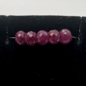 5 Natural Ruby 5.5to5x4.5to3.5mm Faceted Roundel Beads | Red | 6 cts | - PremiumBead Alternate Image 3