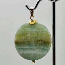 Load image into Gallery viewer, Hemimorphite14K Gold Filled Disc Dangle Pendant | 1 3/4&quot; Long | Aqua/Lemon |
