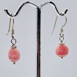Rhodochrosite Sterling Silver Drop Earrings | 3/4" Long | Pink | 1 Pair |