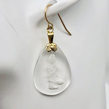 Load image into Gallery viewer, Reverse Carved Quan Yin Goddess Quartz 14Kgf Earrings | 34x18x4mm | - PremiumBead Primary Image 1
