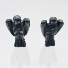 Load image into Gallery viewer, Loving Hand Carved Hematite Guardian Angel Figurine | 21x14x8mm | Silver Black - PremiumBead Alternate Image 4
