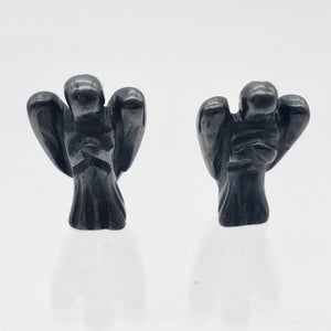 Loving Hand Carved Hematite Guardian Angel Figurine | 21x14x8mm | Silver Black - PremiumBead Alternate Image 4