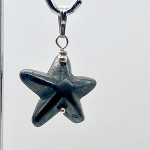 Hematite Starfish Pendant Necklace | Semi Precious Stone | Silver Pendant | - PremiumBead Alternate Image 4