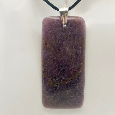 Natural Purple Lepidolite Large Rectangular Sterling Silver Pendant | 2 3/4