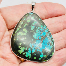 Load image into Gallery viewer, Natural Turquoise 90ct Sterling Silver Pendant | 2 1/2x1 3/4&quot; | Blue/Black | 1 |
