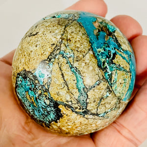 Azurite Malachite Chrysoprase Scry Round Sphere | 55mm | Green/Blue/Brown | 1 |