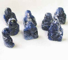 Load image into Gallery viewer, Namaste 2 Hand Carved Sodalite Buddha Beads | 18.5x16x9.5mm | Blue white - PremiumBead Primary Image 1
