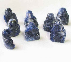 Namaste 2 Hand Carved Sodalite Buddha Beads | 18.5x16x9.5mm | Blue white - PremiumBead Primary Image 1