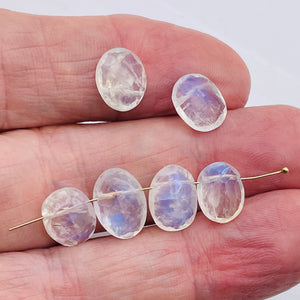 Moonstone Faceted Oval Beads | 12x8x5 to 10x8x5mm | Rainbow | 6 Bead |