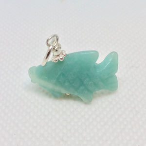 Swimmin'! Amazonite Fish Koi Sterling Silver Pendant | 1 1/8" Long | Blue | - PremiumBead Alternate Image 3