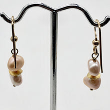 Load image into Gallery viewer, Fresh Water Pearls 14K Gold Filled Drop Earrings| 1 1/4&quot; Long| Peach| 1 Earrings
