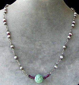 Designer Original Ruby Jade Pearl Sterling Silver 20 inch Necklace - PremiumBead Primary Image 1