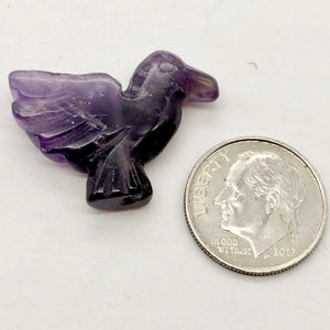 Lovely Hand Carved Amethyst Dove Figurine Worry Stone